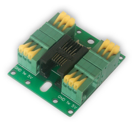 Rozdzielacz RJ12: 4x 1-Wire + I2C czujnika DS18B20 do LANKONTROLERA zaciski sprężynowe