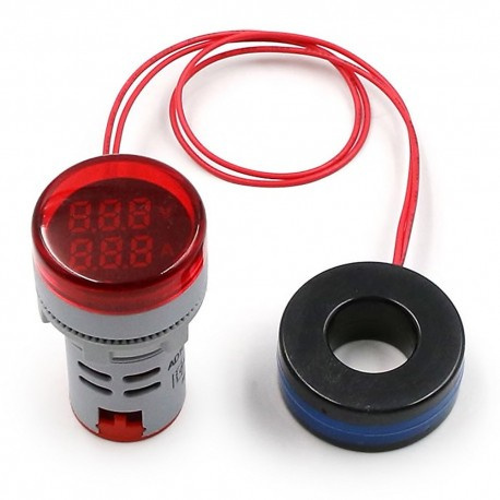 Woltomierz Amperomierz LED 28mm 20-380V/100A MIX kolorów Woltomierz Amperomierz LED 28mm 20-380V/100A MIX kolorów