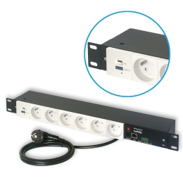tcPDU + USB - Managed Power Distribution Unit with energy consumption monitoring (socket type E) and USB/PD power supply 65W