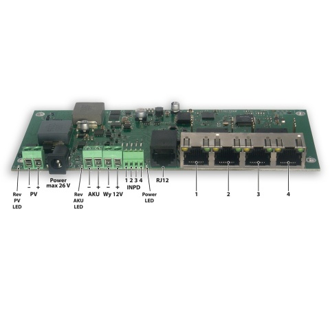 SWPE04PV01 - 4-port PoE switch with PV panel and battery operation.