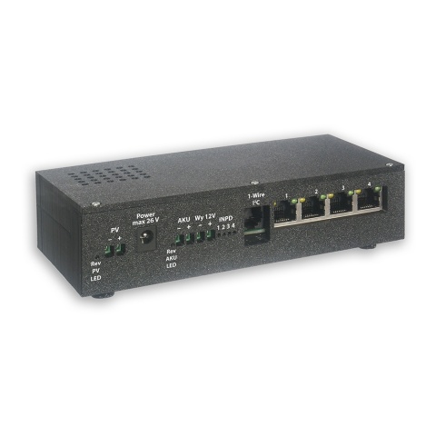 SWPE04PV01 - 4-port PoE switch with PV panel and battery operation.